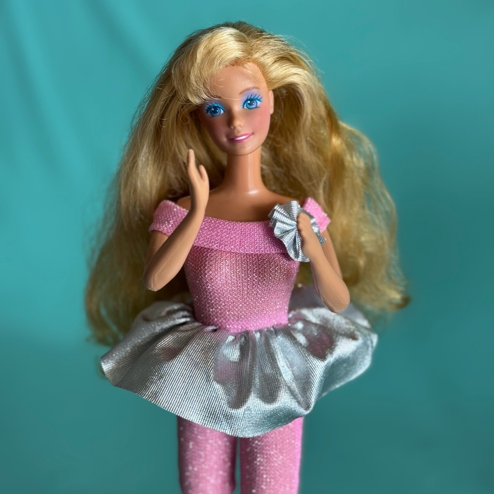 Perfume pretty Barbie doll in 90s Pink and Silver Outfit